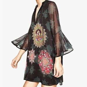 Desigual Women's Jeanne Woven Long Sleeve Dress Tunic Size 42 or Large